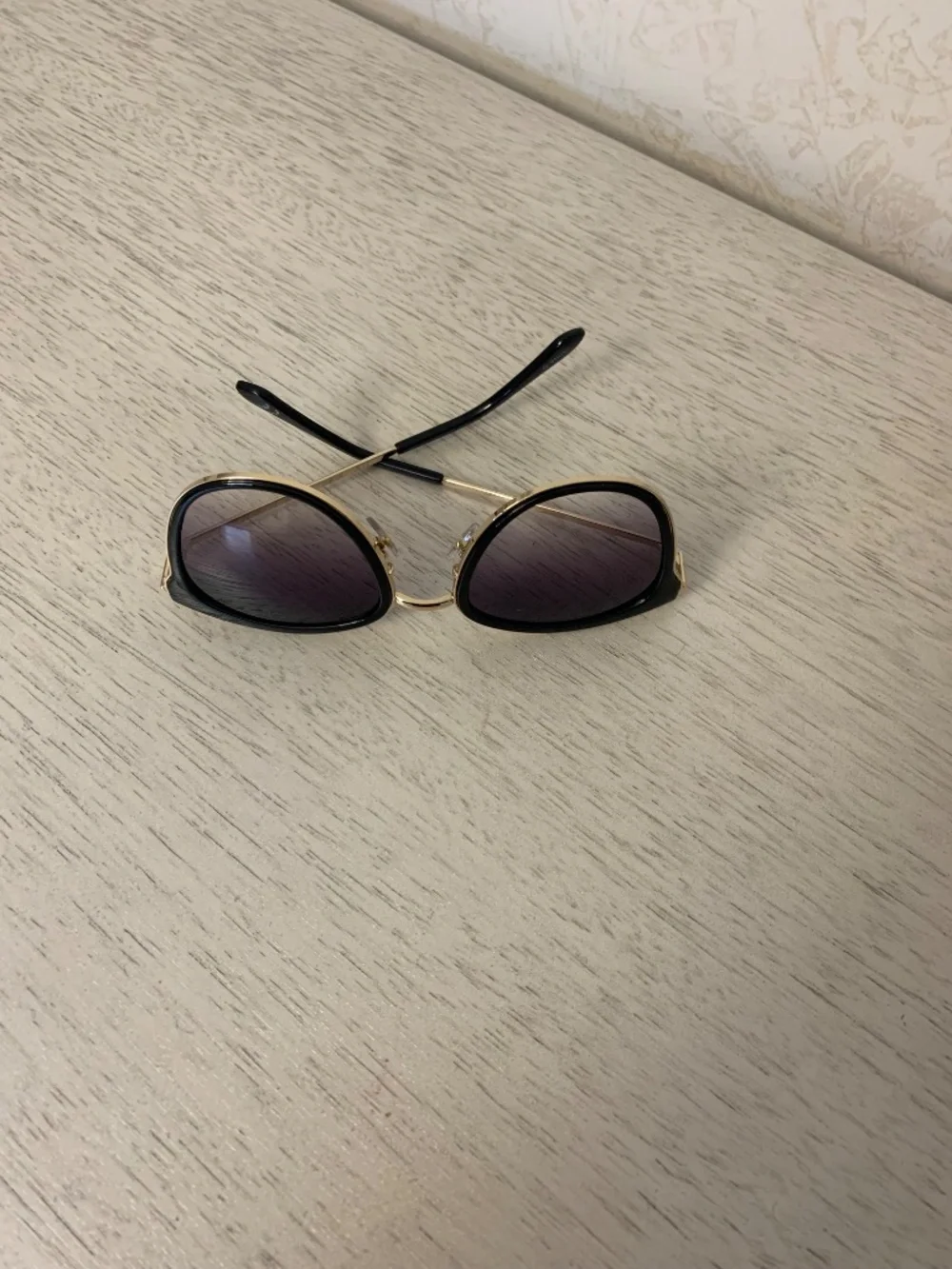 Women’s Black and Gold-Toned Framed Sunglasses